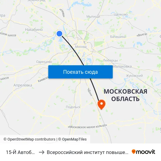 15-Й Автобусный Парк to Всероссийский институт повышения квалификации МВД РФ map