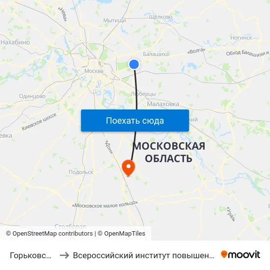 Горьковское шоссе to Всероссийский институт повышения квалификации МВД РФ map