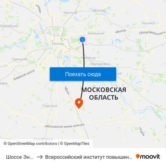 Шоссе Энтузиастов to Всероссийский институт повышения квалификации МВД РФ map