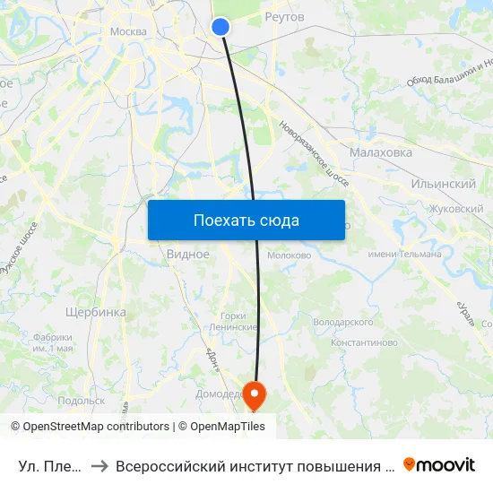 Ул. Плеханова to Всероссийский институт повышения квалификации МВД РФ map