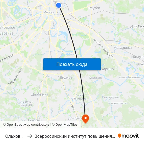 Ольховская ул. to Всероссийский институт повышения квалификации МВД РФ map