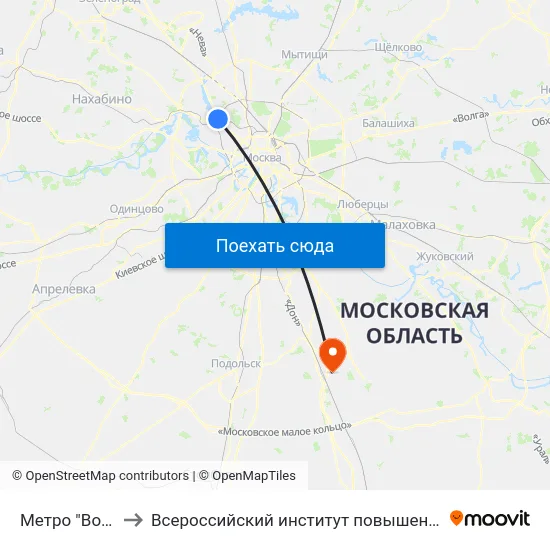 Метро "Войковская" to Всероссийский институт повышения квалификации МВД РФ map