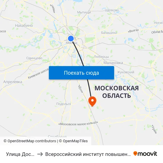 Улица Достоевского to Всероссийский институт повышения квалификации МВД РФ map