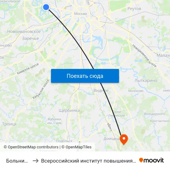 Больница № 67 to Всероссийский институт повышения квалификации МВД РФ map