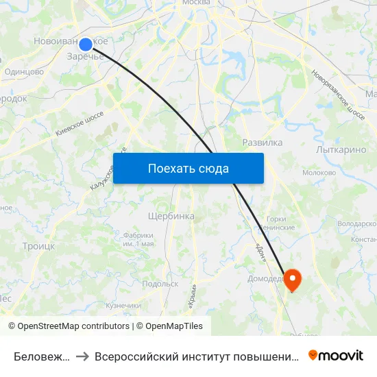 Беловежская ул. to Всероссийский институт повышения квалификации МВД РФ map