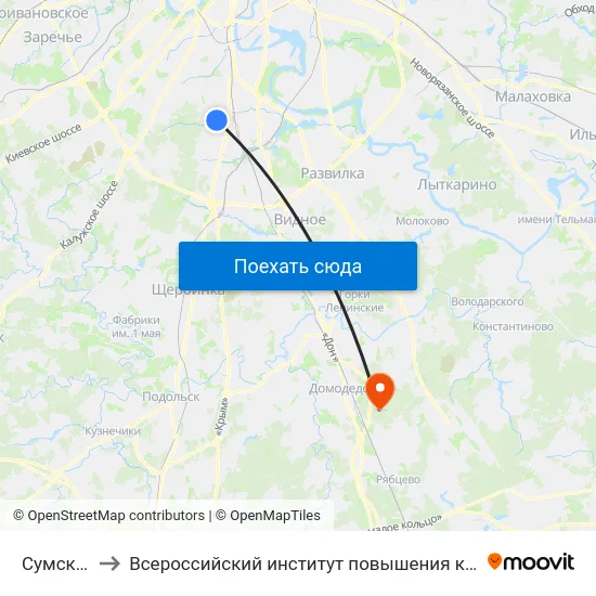 Сумской пр. to Всероссийский институт повышения квалификации МВД РФ map