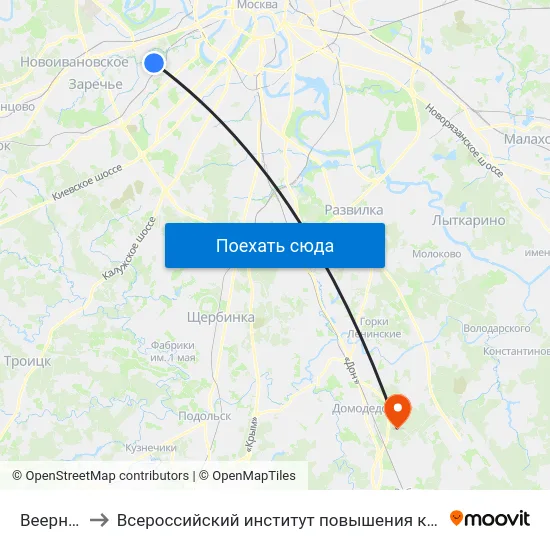 Веерная ул. to Всероссийский институт повышения квалификации МВД РФ map