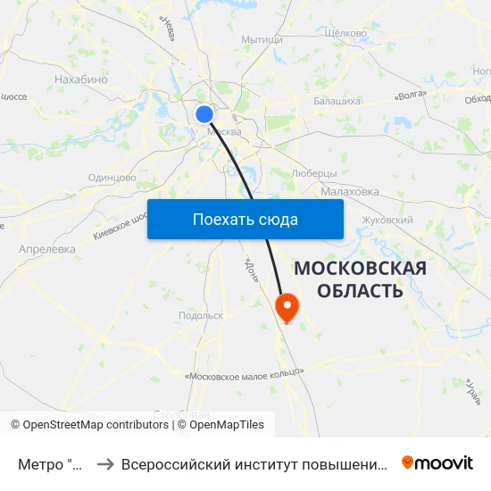 Метро "Динамо" to Всероссийский институт повышения квалификации МВД РФ map
