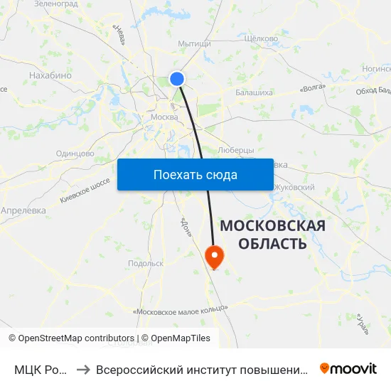 МЦК Ростокино to Всероссийский институт повышения квалификации МВД РФ map