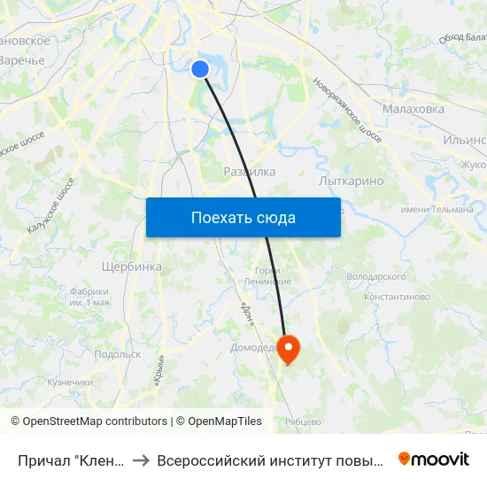 Причал "Кленовый бульвар" to Всероссийский институт повышения квалификации МВД РФ map