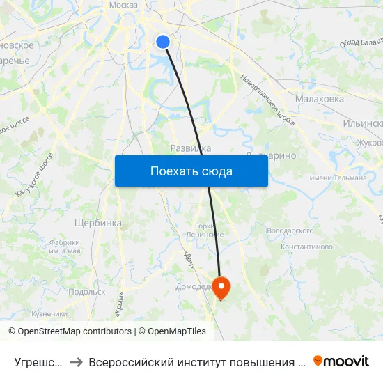 Угрешская ул. to Всероссийский институт повышения квалификации МВД РФ map