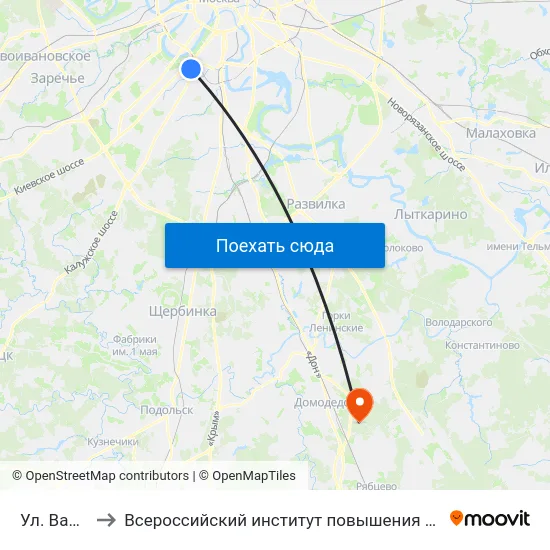 Ул. Вавилова to Всероссийский институт повышения квалификации МВД РФ map