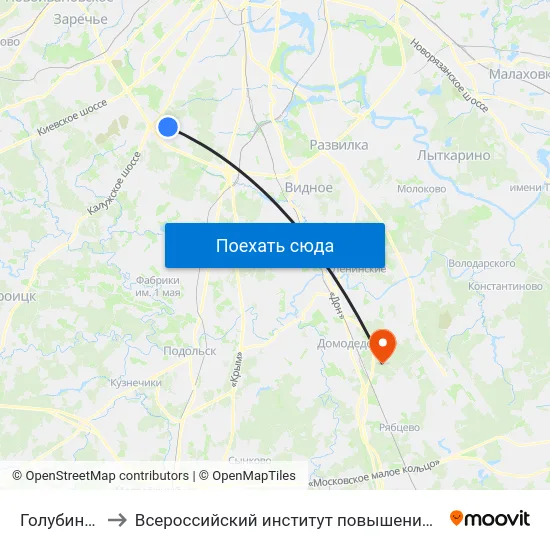 Голубинская ул. to Всероссийский институт повышения квалификации МВД РФ map
