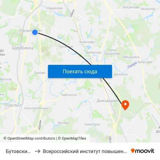 Бутовский полигон to Всероссийский институт повышения квалификации МВД РФ map