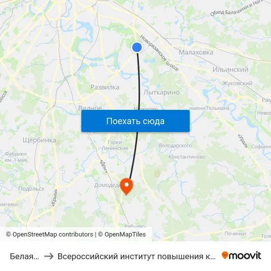 Белая Дача to Всероссийский институт повышения квалификации МВД РФ map