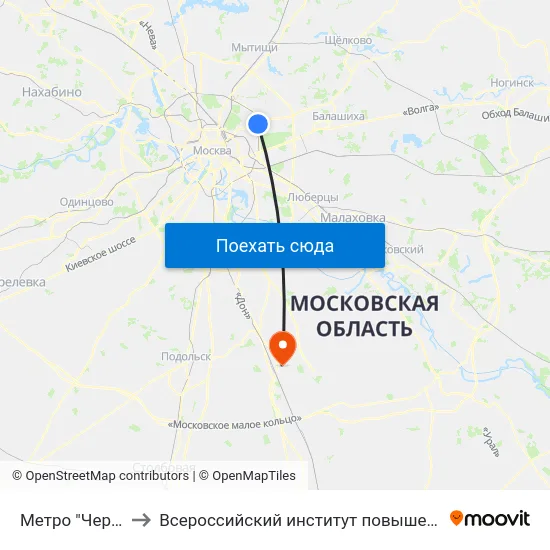 Метро "Черкизовская" to Всероссийский институт повышения квалификации МВД РФ map