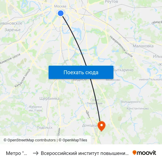 Метро "Полянка" to Всероссийский институт повышения квалификации МВД РФ map