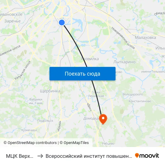 МЦК Верхние Котлы to Всероссийский институт повышения квалификации МВД РФ map