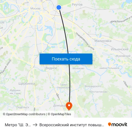 Метро "Ш. Энтузиастов" to Всероссийский институт повышения квалификации МВД РФ map