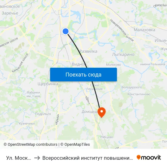 Ул. Москворечье to Всероссийский институт повышения квалификации МВД РФ map