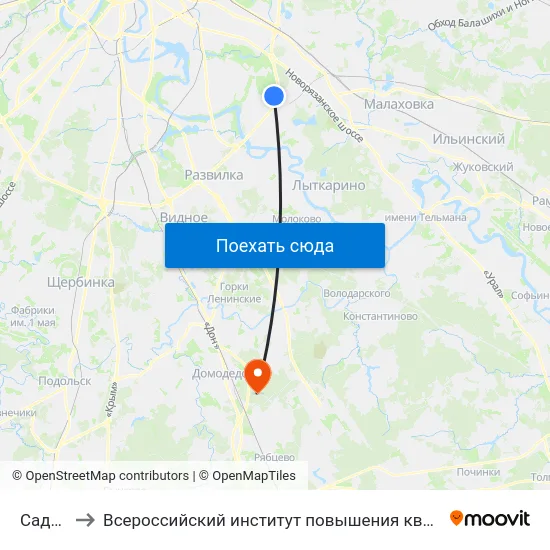 Садовод to Всероссийский институт повышения квалификации МВД РФ map