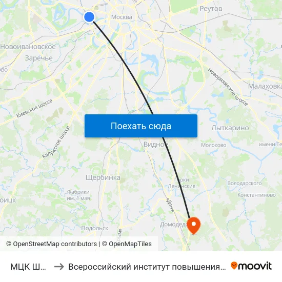 МЦК Шелепиха to Всероссийский институт повышения квалификации МВД РФ map