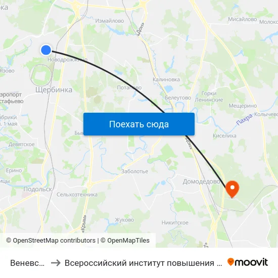 Веневская Ул. to Всероссийский институт повышения квалификации МВД РФ map