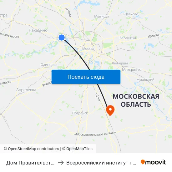 Дом Правительства Московской области to Всероссийский институт повышения квалификации МВД РФ map
