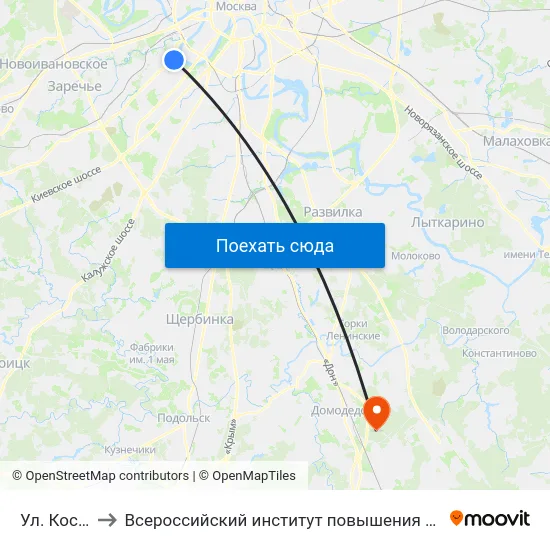 Ул. Косыгина to Всероссийский институт повышения квалификации МВД РФ map