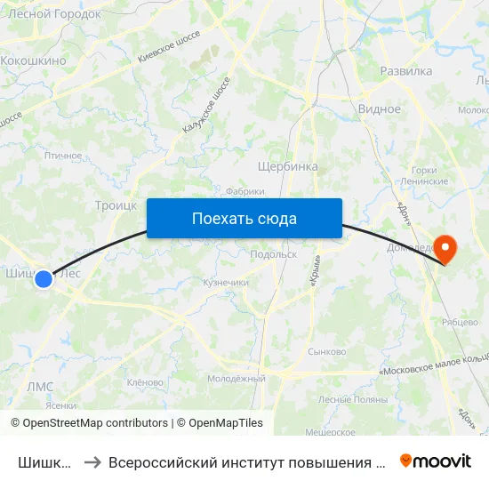 Шишкин Лес to Всероссийский институт повышения квалификации МВД РФ map