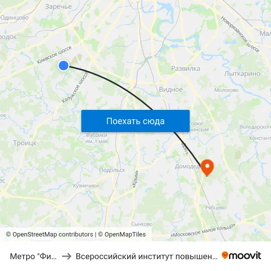 Метро "Филатов Луг" to Всероссийский институт повышения квалификации МВД РФ map
