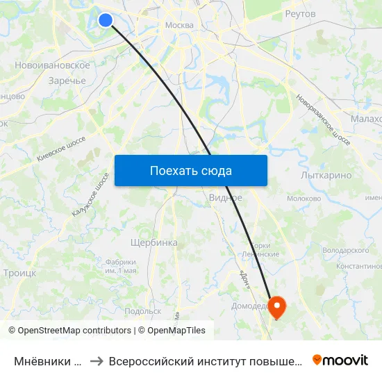 Мнёвники (Mnyovniki) to Всероссийский институт повышения квалификации МВД РФ map