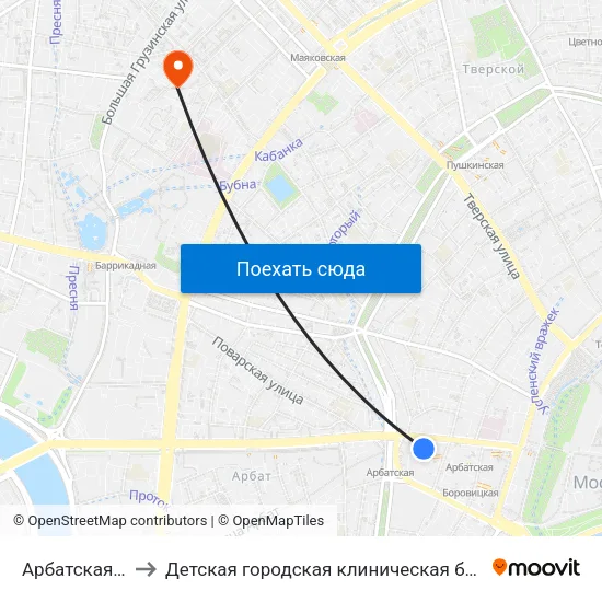 Арбатская (Arbatskaya) to Детская городская клиническая больница №13 имени Н.Ф. Филатова map