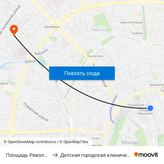 Площадь Революции (Ploschad Revolyutsii) to Детская городская клиническая больница №13 имени Н.Ф. Филатова map