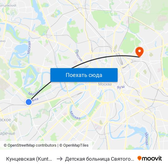 Кунцевская (Kuntsevskaya) to Детская больница Святого Владимира map