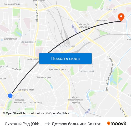 Охотный Ряд (Okhotny Ryad) to Детская больница Святого Владимира map