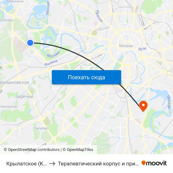 Крылатское (Krylatskoe) to Терапевтический корпус и приёмное отделение map