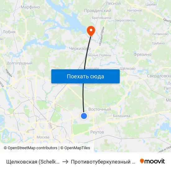 Щелковская (Schelkovskaya) to Противотуберкулезный диспансер map