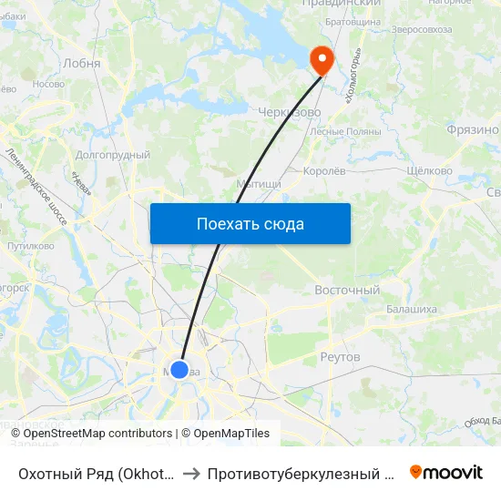 Охотный Ряд (Okhotny Ryad) to Противотуберкулезный диспансер map