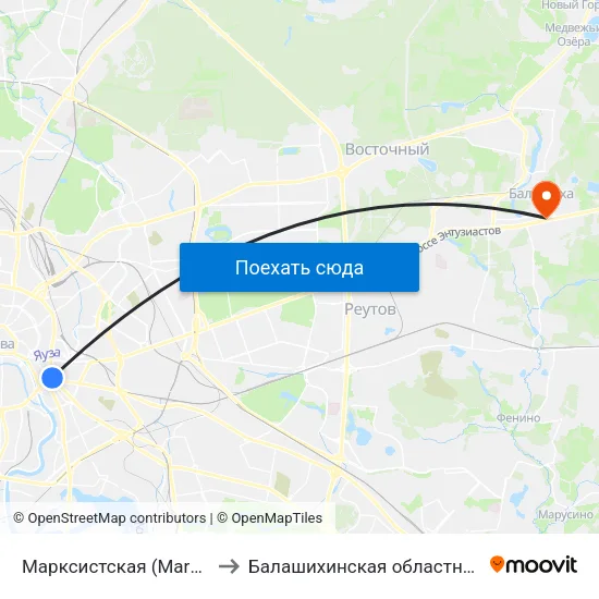 Марксистская (Marksistskaya) to Балашихинская областная больница map