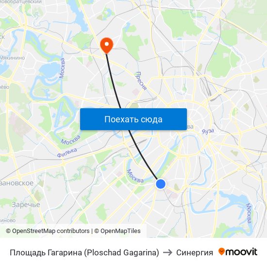 Площадь Гагарина (Ploschad Gagarina) to Синергия map