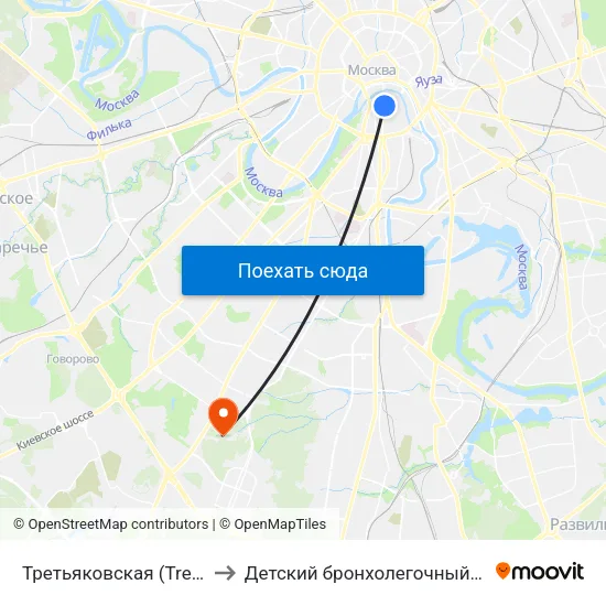 Третьяковская (Tretyakovskaya) to Детский бронхолегочный санаторий №15 map