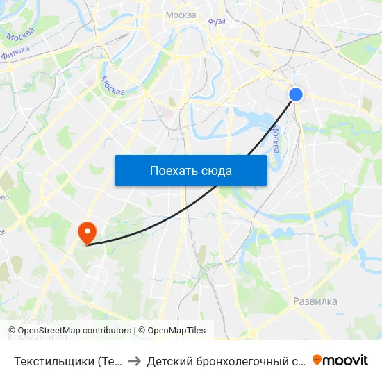 Текстильщики (Tekstilschiki) to Детский бронхолегочный санаторий №15 map