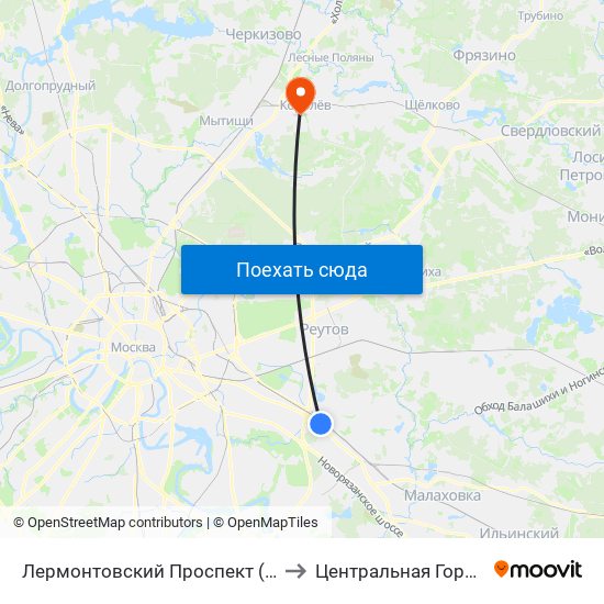 Лермонтовский Проспект (Lermontovsky Prospekt) to Центральная Городская больница map