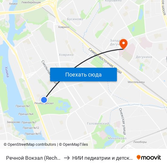 Речной Вокзал (Rechnoy Vokzal) to НИИ педиатрии и детской хирургии map