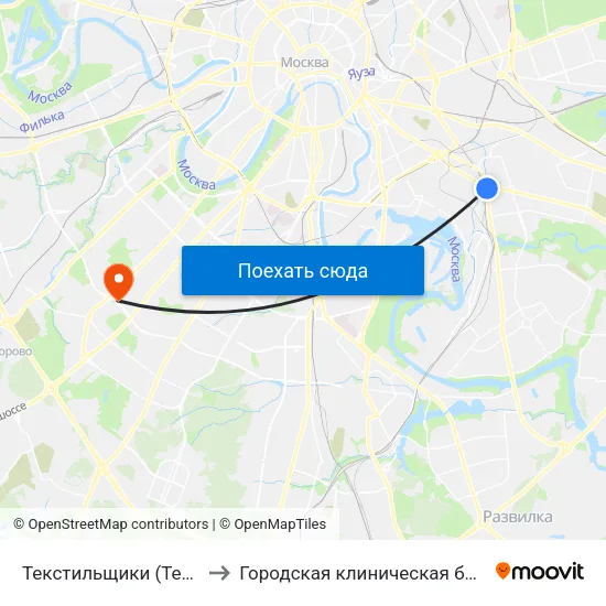 Текстильщики (Tekstilschiki) to Городская клиническая больница №31 map