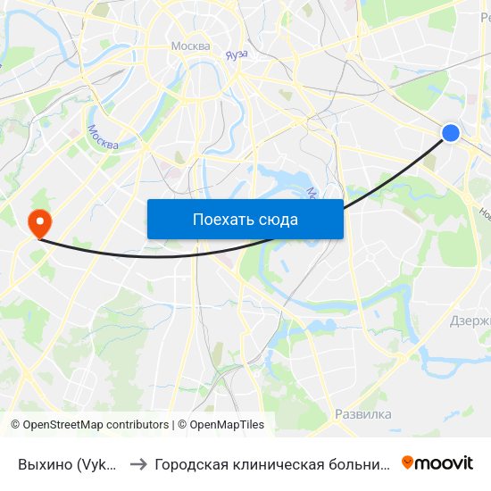 Выхино (Vykhino) to Городская клиническая больница №31 map