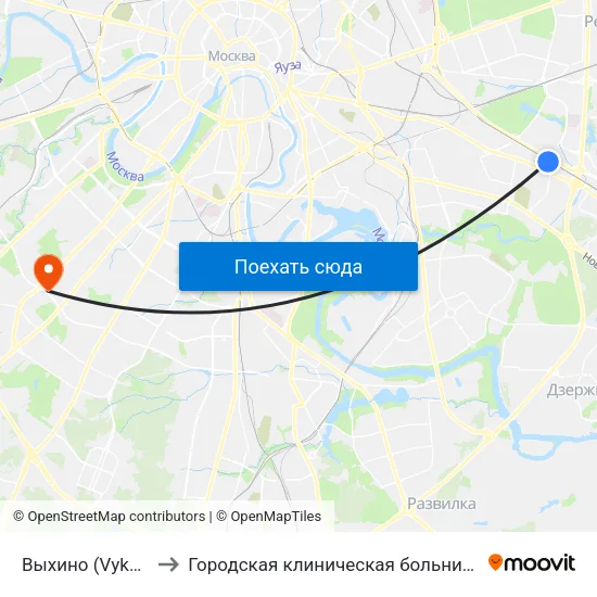 Выхино (Vykhino) to Городская клиническая больница №31 map