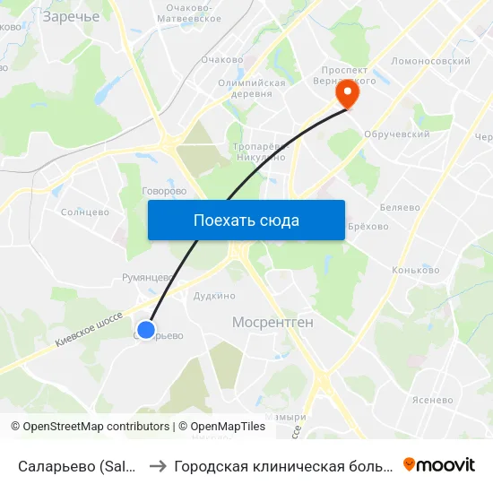 Саларьево (Salaryevo) to Городская клиническая больница №31 map