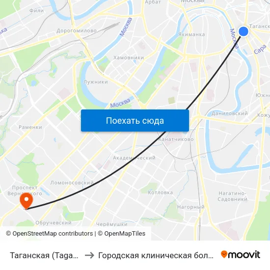 Таганская (Taganskaya) to Городская клиническая больница №31 map